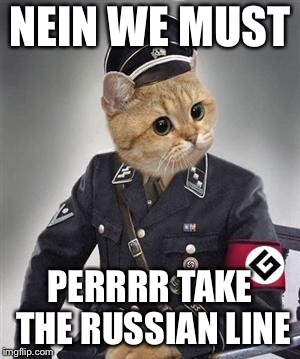 Grammar Nazi Cat | NEIN WE MUST; PERRRR TAKE THE RUSSIAN LINE | image tagged in grammar nazi cat | made w/ Imgflip meme maker