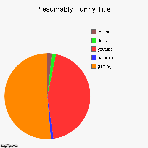 gaming, bathroom, youtube, drink, eatting | image tagged in funny,pie charts | made w/ Imgflip chart maker