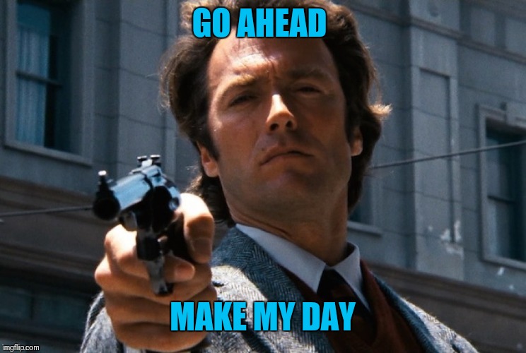 Go ahead, make my day | GO AHEAD MAKE MY DAY | image tagged in go ahead make my day | made w/ Imgflip meme maker