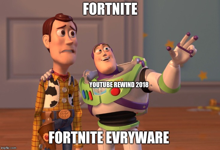 X, X Everywhere | FORTNITE; YOUTUBE REWIND 2018; FORTNITE EVRYWARE | image tagged in memes,x x everywhere | made w/ Imgflip meme maker