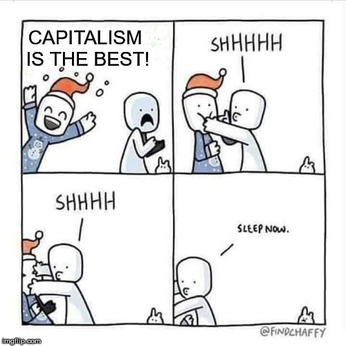 CAPITALISM IS THE BEST! | image tagged in sleep now | made w/ Imgflip meme maker