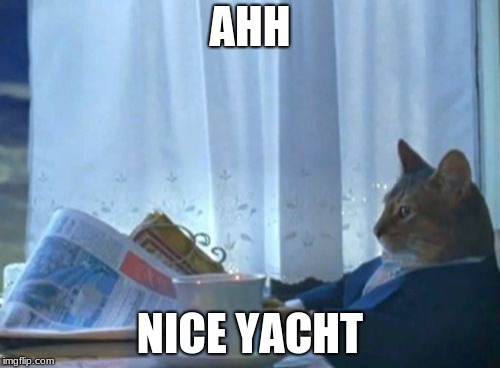 I Should Buy A Boat Cat | AHH; NICE YACHT | image tagged in memes,i should buy a boat cat | made w/ Imgflip meme maker