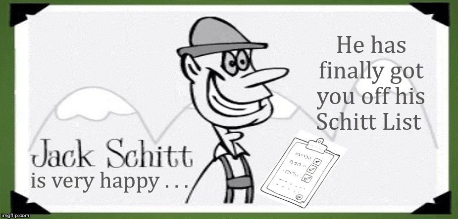 Jack Schitt's schitt list | He has finally got you off his  Schitt List; is very happy . . . | image tagged in jack schitt,memes,to do list,what if i told you,happy,jack | made w/ Imgflip meme maker