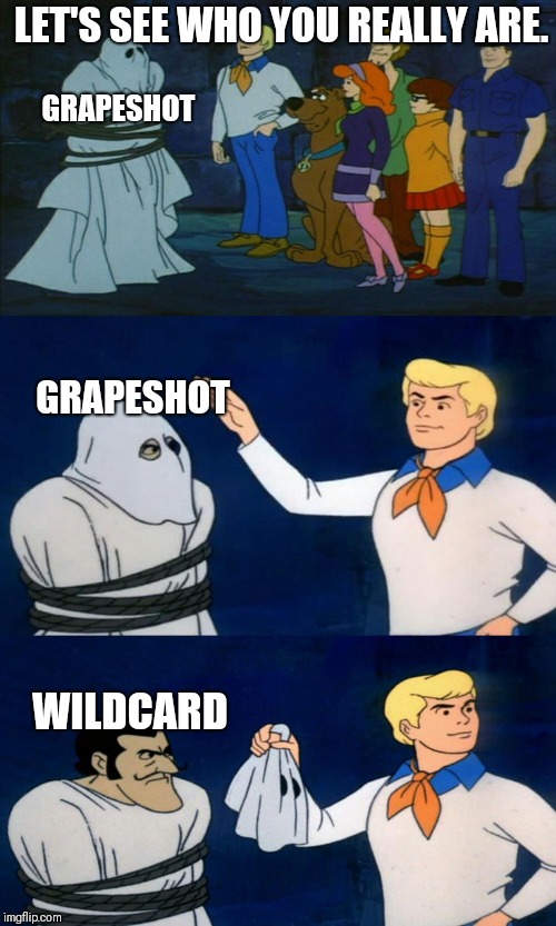 Scooby Doo The Ghost | LET'S SEE WHO YOU REALLY ARE. GRAPESHOT; GRAPESHOT; WILDCARD | image tagged in scooby doo the ghost,playatlas | made w/ Imgflip meme maker