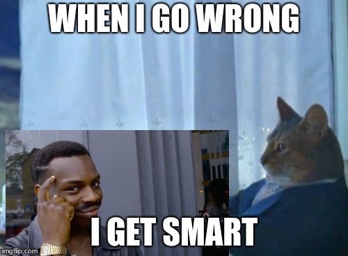 I Should Buy A Boat Cat | WHEN I GO WRONG; I GET SMART | image tagged in memes,i should buy a boat cat | made w/ Imgflip meme maker