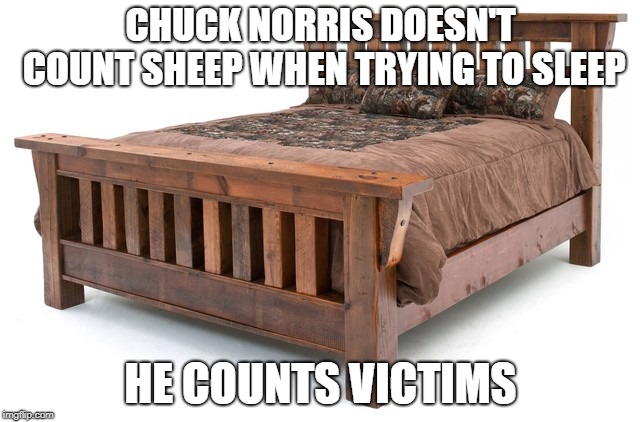 Chuck Norris trying to sleep | CHUCK NORRIS DOESN'T COUNT SHEEP WHEN TRYING TO SLEEP; HE COUNTS VICTIMS | image tagged in chuck norris,memes,sleep | made w/ Imgflip meme maker