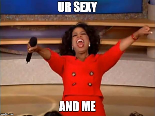 Oprah You Get A Meme | UR SEXY; AND ME | image tagged in memes,oprah you get a | made w/ Imgflip meme maker