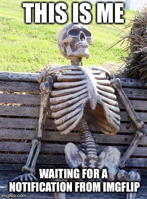 I guess I suck at memes | THIS IS ME; WAITING FOR A NOTIFICATION FROM IMGFLIP | image tagged in memes,waiting skeleton,lonely | made w/ Imgflip meme maker