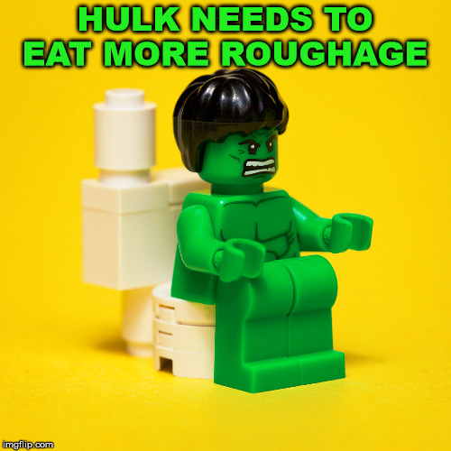 Hulk needs a tougher potty | HULK NEEDS TO EAT MORE ROUGHAGE | image tagged in superheroes,hulk | made w/ Imgflip meme maker