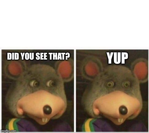 chuck e cheese rat stare | DID YOU SEE THAT? YUP | image tagged in chuck e cheese rat stare | made w/ Imgflip meme maker