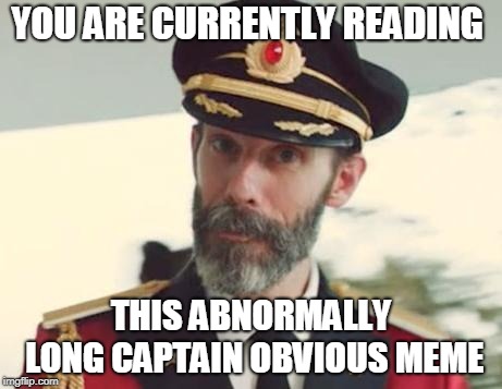 Captain Obvious | YOU ARE CURRENTLY READING; THIS ABNORMALLY LONG CAPTAIN OBVIOUS MEME | image tagged in captain obvious | made w/ Imgflip meme maker