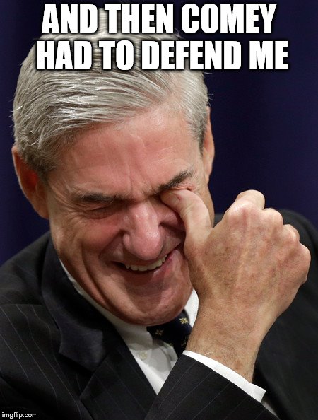 Robert Mueller | AND THEN COMEY HAD TO DEFEND ME | image tagged in robert mueller | made w/ Imgflip meme maker