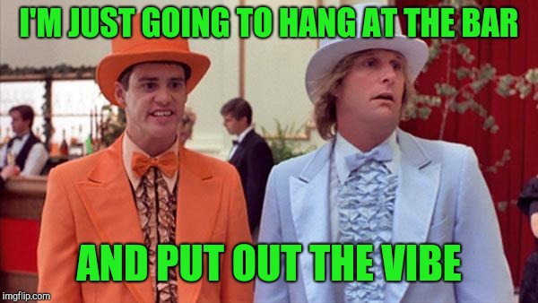 dumb and dumber | I'M JUST GOING TO HANG AT THE BAR AND PUT OUT THE VIBE | image tagged in dumb and dumber | made w/ Imgflip meme maker