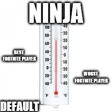 the scale of fortnite | NINJA; BEST FORTNITE PLAYER; WORST FORTNITE PLAYER; DEFAULT | image tagged in gaming,fortnite,ninja,noobs | made w/ Imgflip meme maker