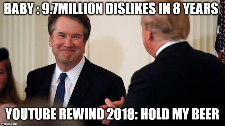 Hold my Beer | BABY : 9.7MILLION DISLIKES IN 8 YEARS; YOUTUBE REWIND 2018: HOLD MY BEER | image tagged in hold my beer | made w/ Imgflip meme maker