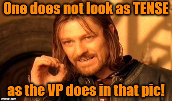 One Does Not Simply Meme | One does not look as TENSE as the VP does in that pic! | image tagged in memes,one does not simply | made w/ Imgflip meme maker