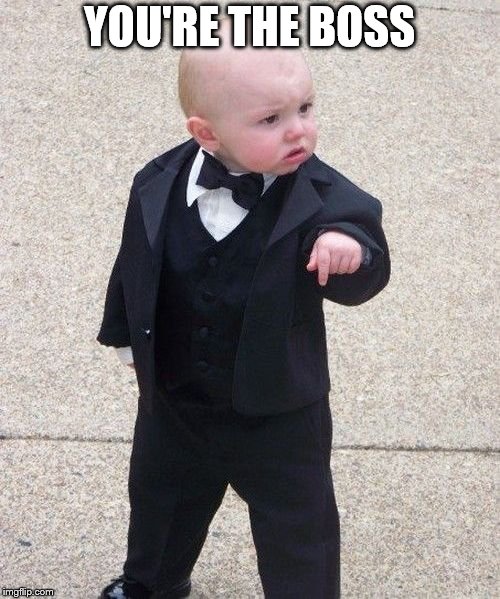 Baby Godfather Meme | YOU'RE THE BOSS | image tagged in memes,baby godfather | made w/ Imgflip meme maker