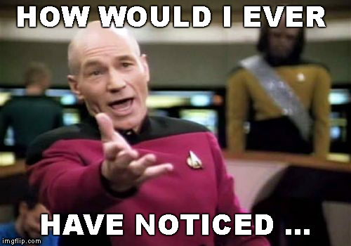 Picard Wtf Meme | HOW WOULD I EVER HAVE NOTICED ... | image tagged in memes,picard wtf | made w/ Imgflip meme maker