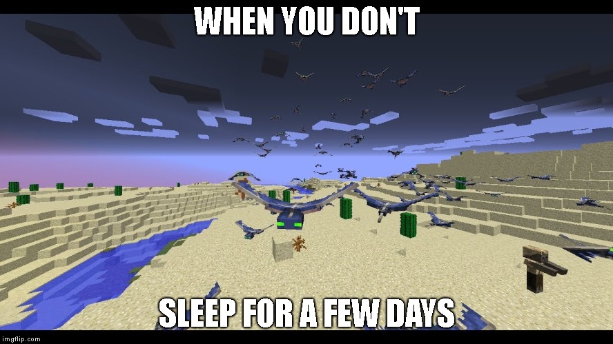 Yawn | WHEN YOU DON'T; SLEEP FOR A FEW DAYS | image tagged in minecraft,phantom,sleep | made w/ Imgflip meme maker