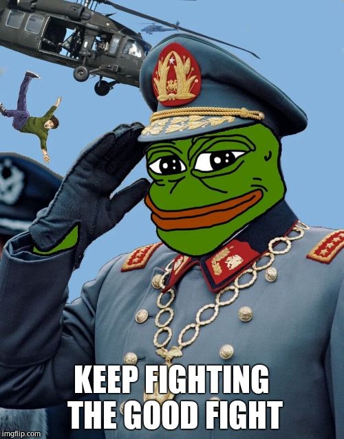 Pepe the Frog Salute | KEEP FIGHTING THE GOOD FIGHT | image tagged in pepe the frog salute | made w/ Imgflip meme maker