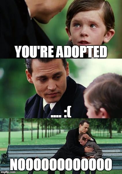 the moment you realize you're adopted | YOU'RE ADOPTED; .... :(; NOOOOOOOOOOOO | image tagged in memes | made w/ Imgflip meme maker