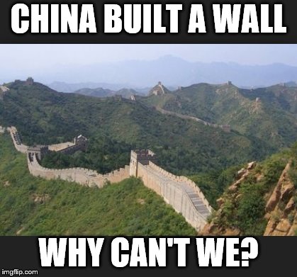 "We need to build a wall..." | CHINA BUILT A WALL; WHY CAN'T WE? | image tagged in great wall of china,great wall of trump | made w/ Imgflip meme maker