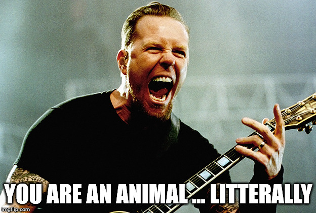 James hetfield | YOU ARE AN ANIMAL ... LITTERALLY | image tagged in james hetfield | made w/ Imgflip meme maker