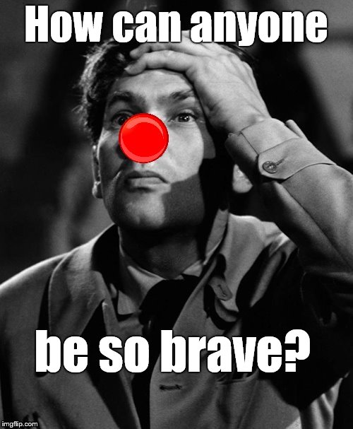 leonid kinskey red nose | How can anyone be so brave? | image tagged in leonid kinskey red nose | made w/ Imgflip meme maker