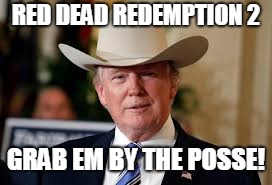 RED DEAD REDEMPTION 2; GRAB EM BY THE POSSE! | image tagged in trump,red dead redemption 2,posse | made w/ Imgflip meme maker