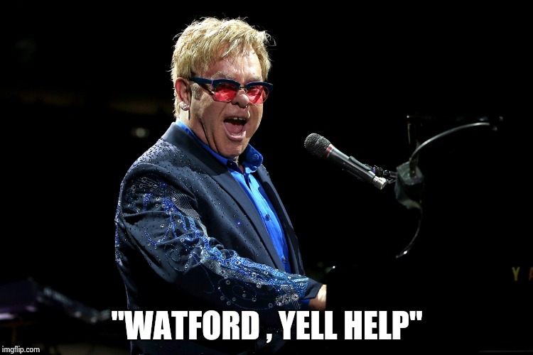 Elton John | "WATFORD , YELL HELP" | image tagged in elton john | made w/ Imgflip meme maker