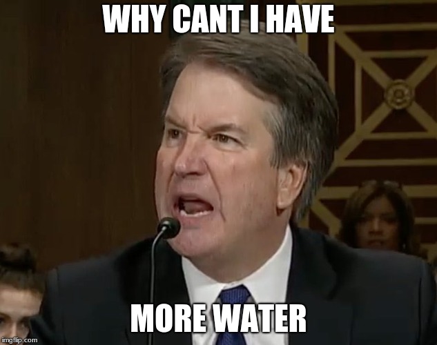 Raging Kavanaugh | WHY CANT I HAVE; MORE WATER | image tagged in raging kavanaugh | made w/ Imgflip meme maker