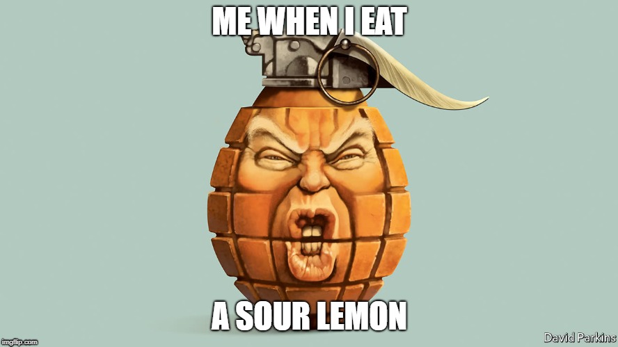 ME WHEN I EAT; A SOUR LEMON | image tagged in me when x | made w/ Imgflip meme maker