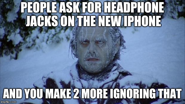 Cold | PEOPLE ASK FOR HEADPHONE JACKS ON THE NEW IPHONE; AND YOU MAKE 2 MORE IGNORING THAT | image tagged in cold | made w/ Imgflip meme maker