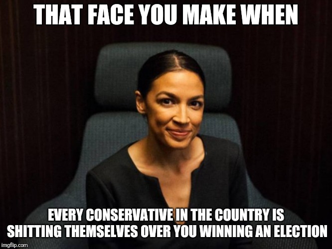How to scare an elephant | THAT FACE YOU MAKE WHEN; EVERY CONSERVATIVE IN THE COUNTRY IS SHITTING THEMSELVES OVER YOU WINNING AN ELECTION | image tagged in alexandria ocasio-cortez,scary,shit,pants,conservative,congress | made w/ Imgflip meme maker