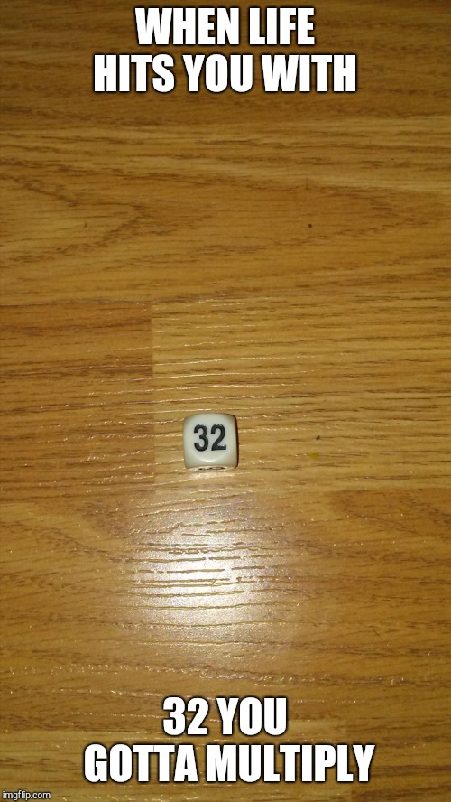 Random dice | WHEN LIFE HITS YOU WITH; 32 YOU GOTTA MULTIPLY | image tagged in random dice | made w/ Imgflip meme maker