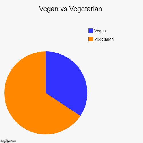 Vegan vs Vegetarian | Vegetarian, Vegan | image tagged in funny,pie charts | made w/ Imgflip chart maker