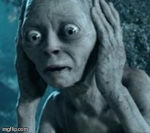 Scared Gollum | . | image tagged in scared gollum | made w/ Imgflip meme maker