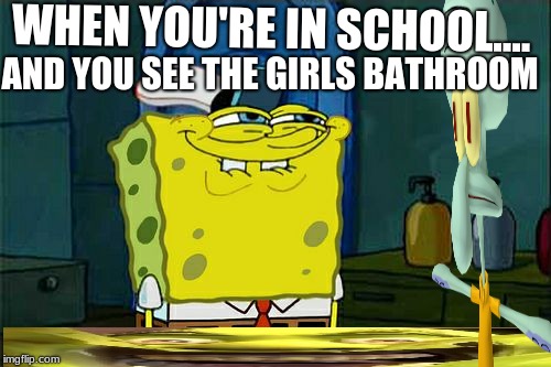 Don't You Squidward Meme | AND YOU SEE THE GIRLS BATHROOM; WHEN YOU'RE IN SCHOOL.... | image tagged in memes,dont you squidward | made w/ Imgflip meme maker