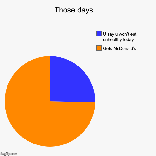 Those days... | Gets McDonald’s , U say u won’t eat unhealthy today | image tagged in funny,pie charts | made w/ Imgflip chart maker