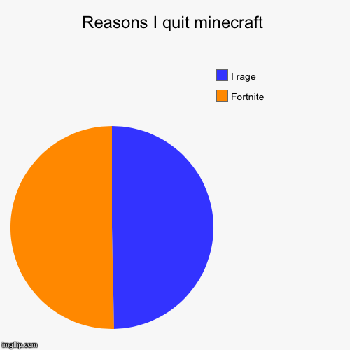 Reasons I quit minecraft | Fortnite, I rage | image tagged in funny,pie charts | made w/ Imgflip chart maker