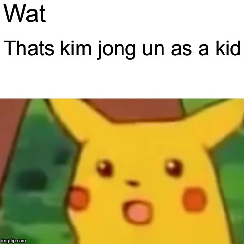 Surprised Pikachu Meme | Wat Thats kim jong un as a kid | image tagged in memes,surprised pikachu | made w/ Imgflip meme maker