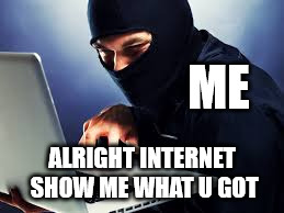 The Meme Thief | ME; ALRIGHT INTERNET SHOW ME WHAT U GOT | image tagged in the meme thief | made w/ Imgflip meme maker