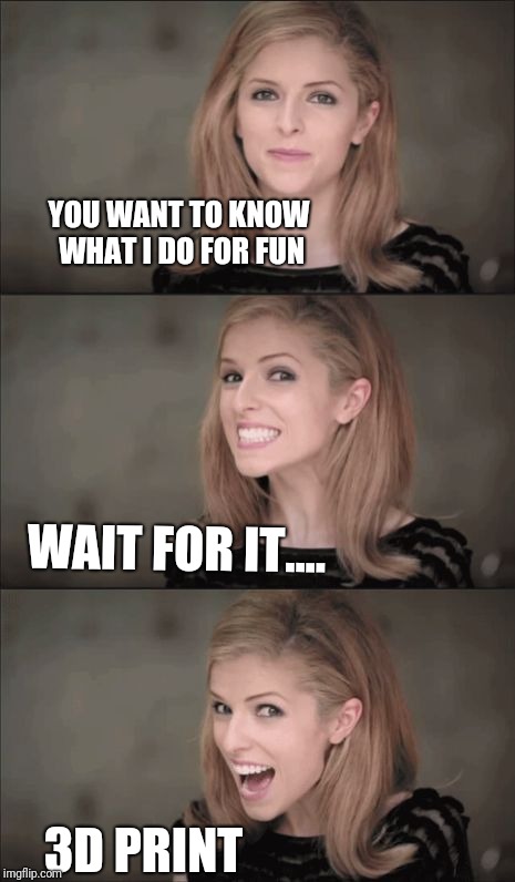 Bad Pun Anna Kendrick Meme | YOU WANT TO KNOW WHAT I DO FOR FUN; WAIT FOR IT.... 3D PRINT | image tagged in memes,bad pun anna kendrick | made w/ Imgflip meme maker