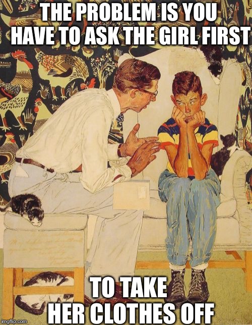Understanding girls | THE PROBLEM IS YOU HAVE TO ASK THE GIRL FIRST; TO TAKE HER CLOTHES OFF | image tagged in memes,the probelm is,girls | made w/ Imgflip meme maker