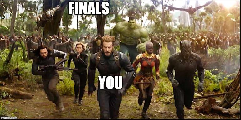 avengers 3 | FINALS; YOU | image tagged in avengers 3 | made w/ Imgflip meme maker