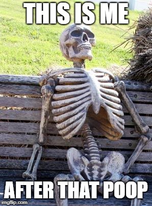 Waiting Skeleton Meme | THIS IS ME AFTER THAT POOP | image tagged in memes,waiting skeleton | made w/ Imgflip meme maker