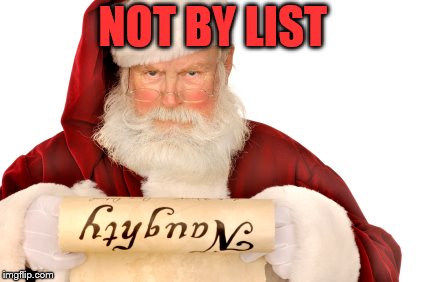 Santa Naughty List | NOT BY LIST | image tagged in santa naughty list | made w/ Imgflip meme maker