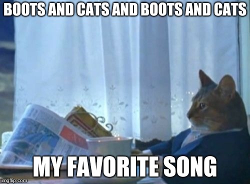 I Should Buy A Boat Cat Meme | BOOTS AND CATS AND BOOTS AND CATS; MY FAVORITE SONG | image tagged in memes,i should buy a boat cat | made w/ Imgflip meme maker