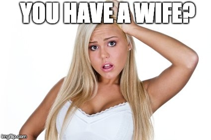 Dumb Blonde | YOU HAVE A WIFE? | image tagged in dumb blonde | made w/ Imgflip meme maker