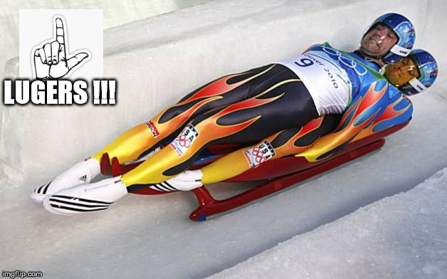Can't win for luging | LUGERS !!! | image tagged in 2 man luge | made w/ Imgflip meme maker